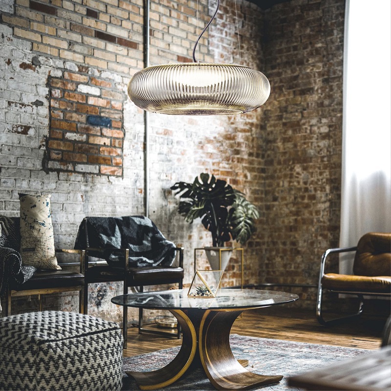 Pendant lamp / anodized aluminum / glass / contemporary